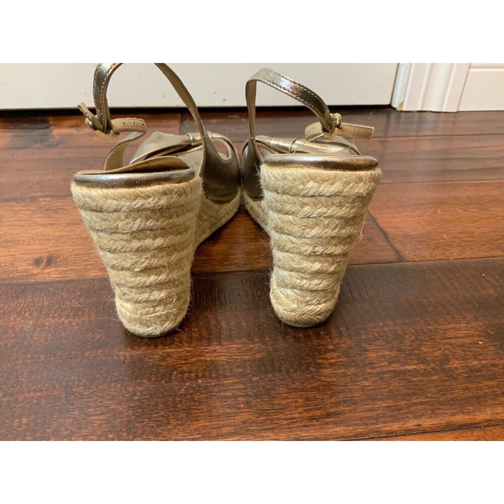 Valentino Garavani Silver Leather Bow Espadrilles Wedge Heels, Size 9 | 39 - Picture 6 of 7